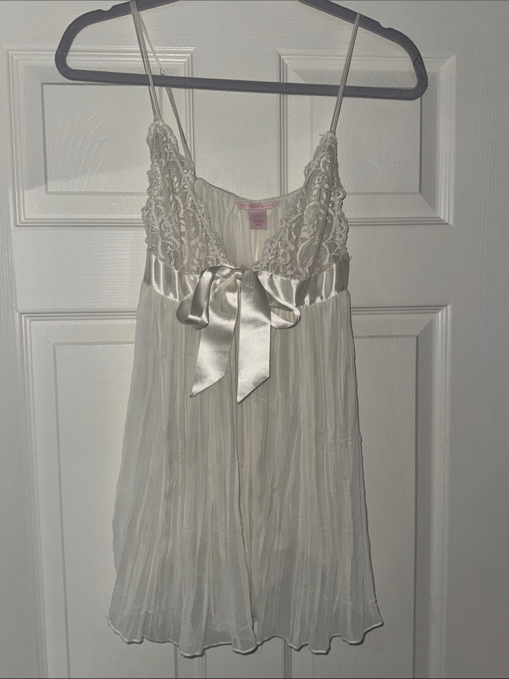 Victoria's Secret Sheer Ivory Lace-Trim Chemise
